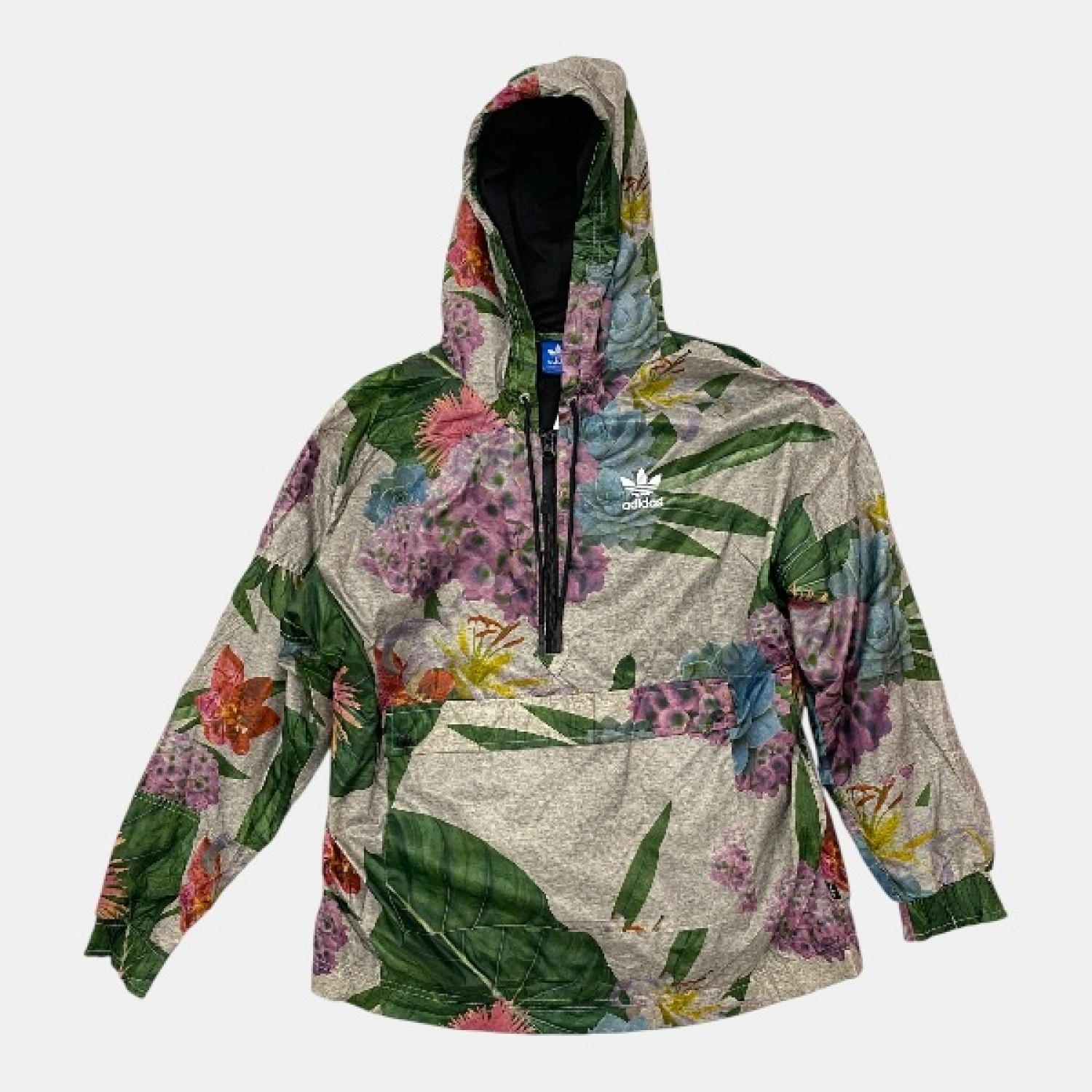 Adidas Originals Floral Print Half Zip Hoodie Jacket Pre Owned